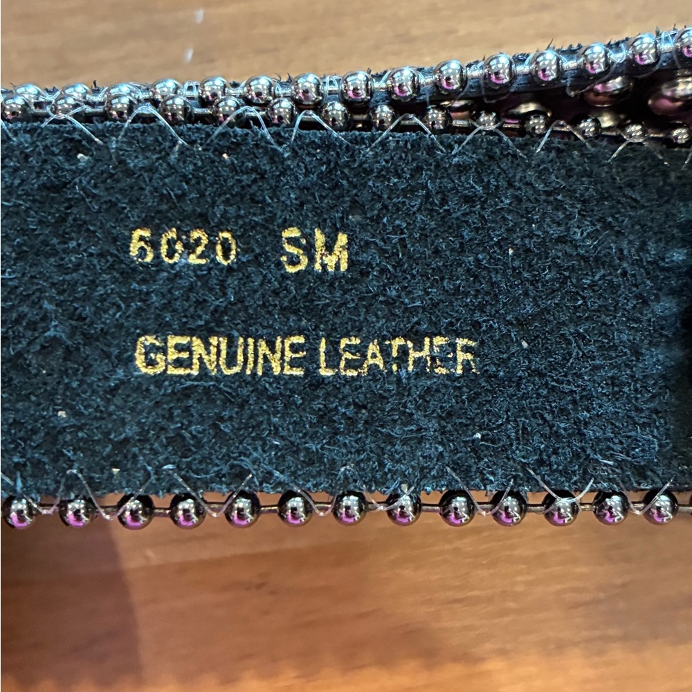Black Leather Belt with Studs - Picture 3 of 6